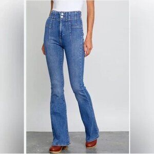 Free People We The Free Jayde Flare Boho Jeans in Sunburst Wash Size 30